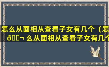 怎么从面相从查看子女有几个（怎 🐬 么从面相从查看子女有几个孩子呢）